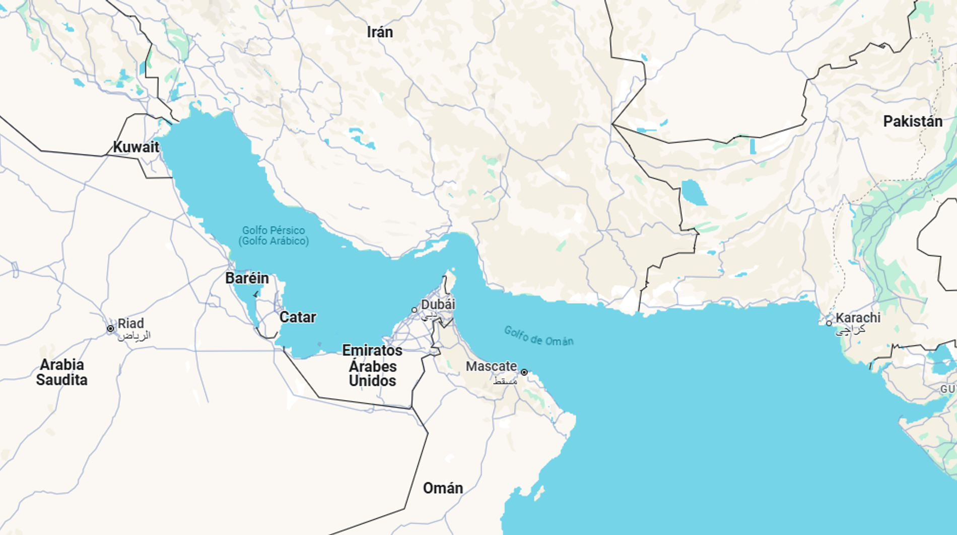 Mapa del Estrecho de Hormuz, el cuello de botella energético del mundo